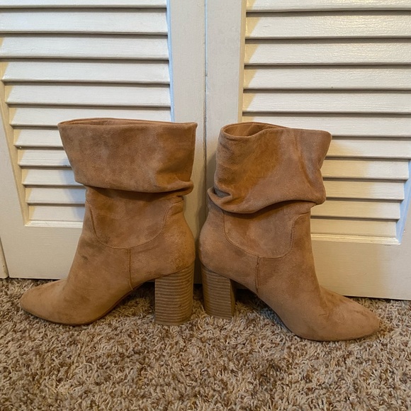 VICI Faux Suede Heeled Slouch Boot - Camel - Picture 4 of 5